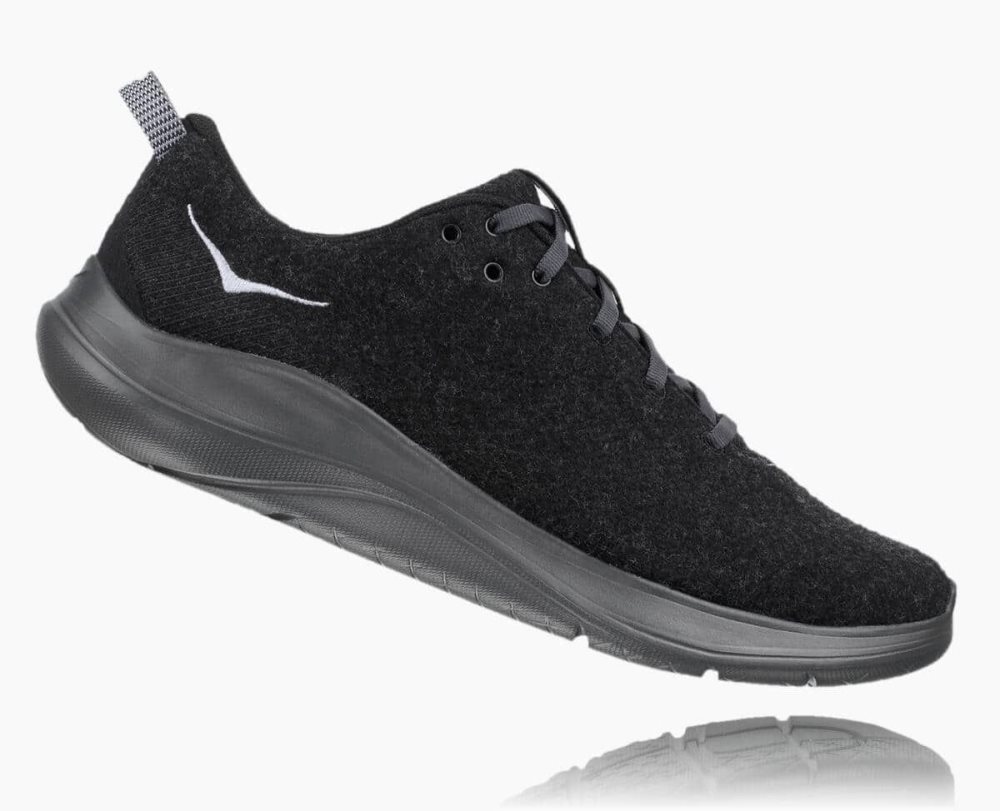 Black / Dark Grey Hoka Hupana Flow Wool Wide | 931078DHL