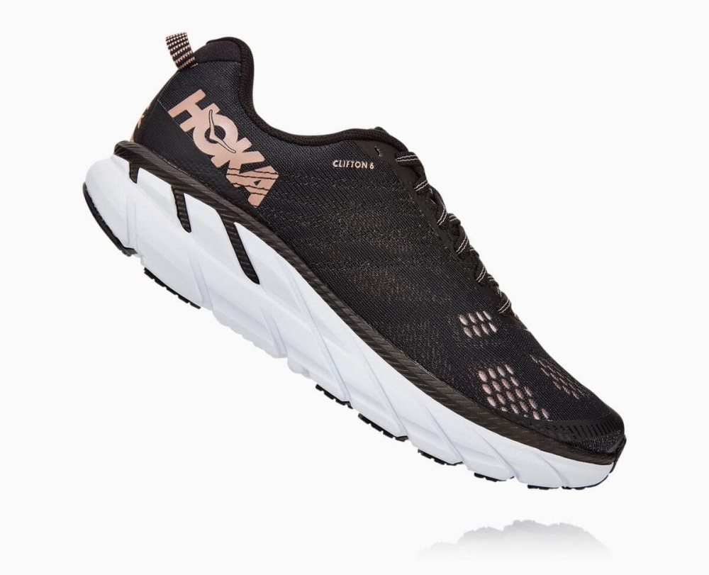 Black / Rose Gold Hoka Clifton 6 Wide | 960457CWZ