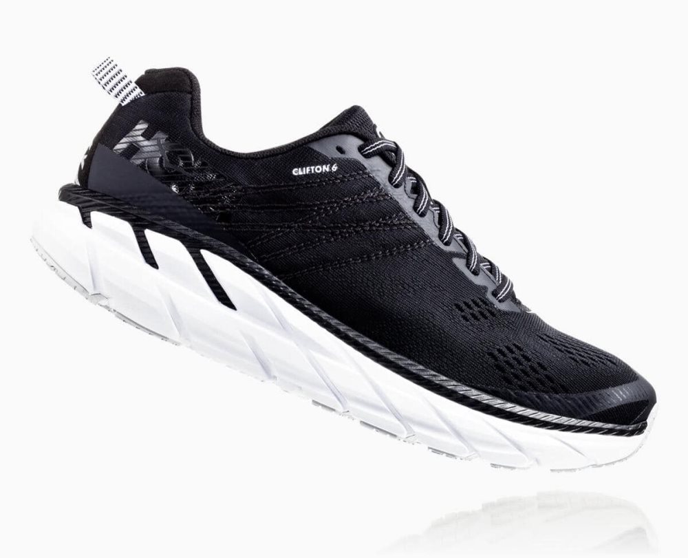 Black / White Hoka Clifton 6 Wide | 385604ECK