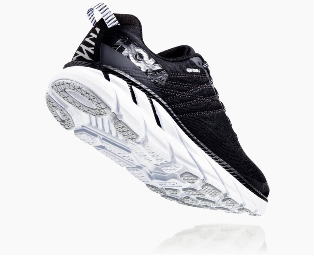 Black / White Hoka Clifton 6 Wide | 385604ECK