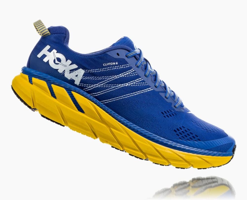 Blue / Lemon Hoka Clifton 6 Wide | 546198TPI