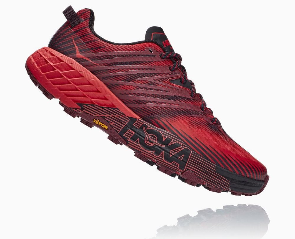 Dark Brown / Red Hoka Speedgoat 4 Wide | 286305OLI