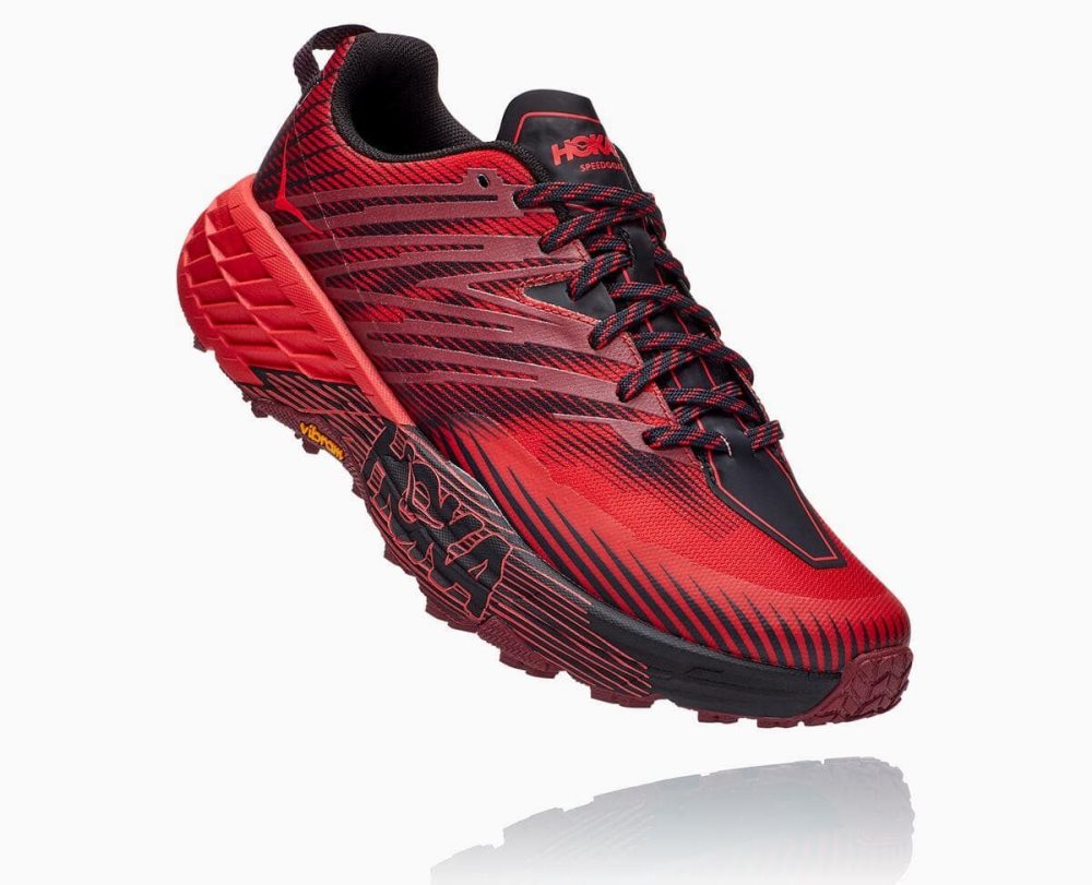 Dark Brown / Red Hoka Speedgoat 4 Wide | 286305OLI