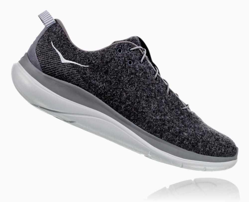 Dark Grey Hoka Hupana Flow Wool Wide | 062817NJM