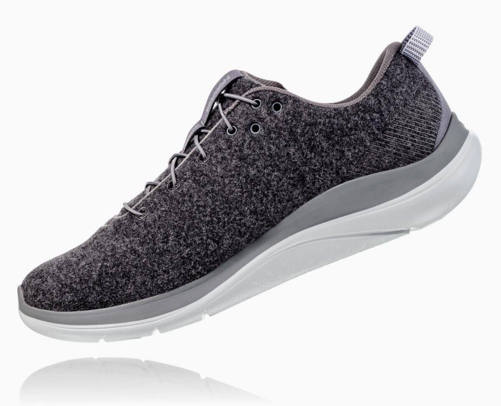 Dark Grey Hoka Hupana Flow Wool Wide | 062817NJM