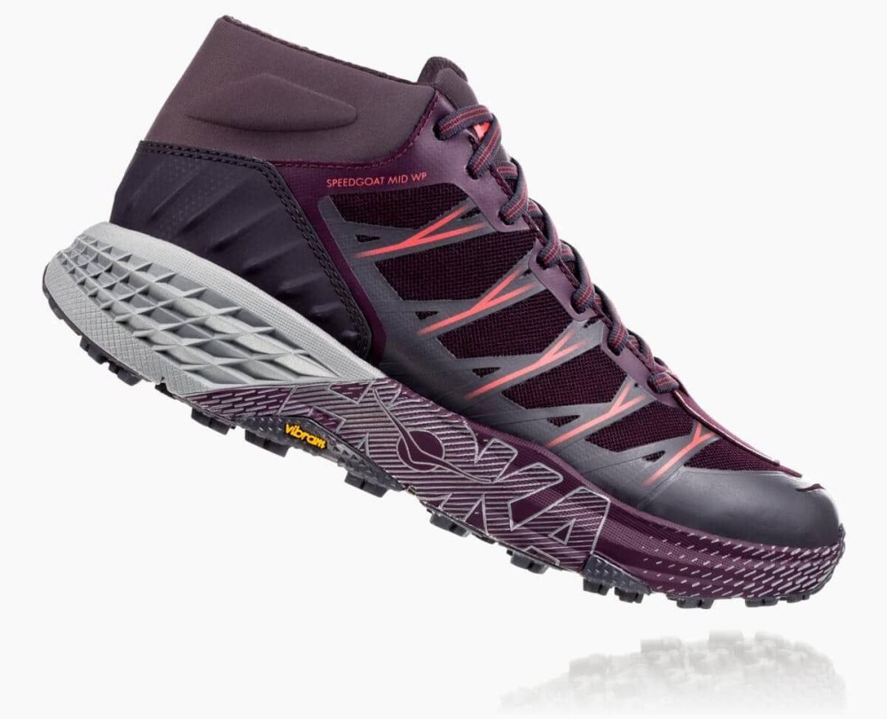 Obsidian / Purple Hoka Speedgoat Mid Waterproof | 617340WQK