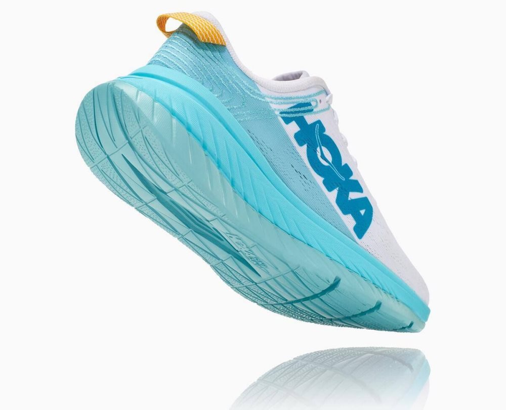 White / Blue Hoka Carbon X | 235791UDE