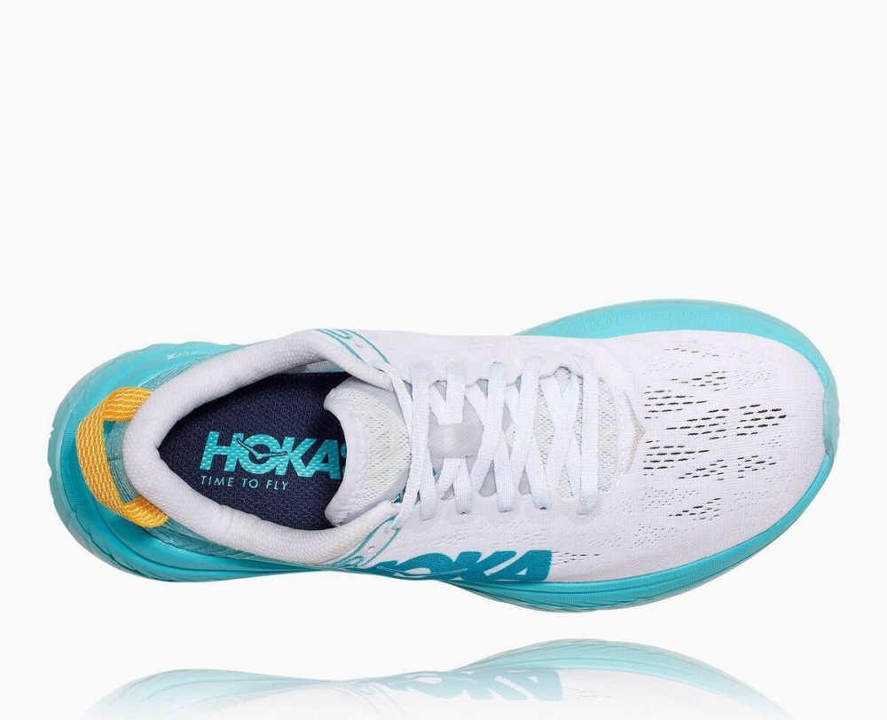 White / Blue Hoka Carbon X | 235791UDE