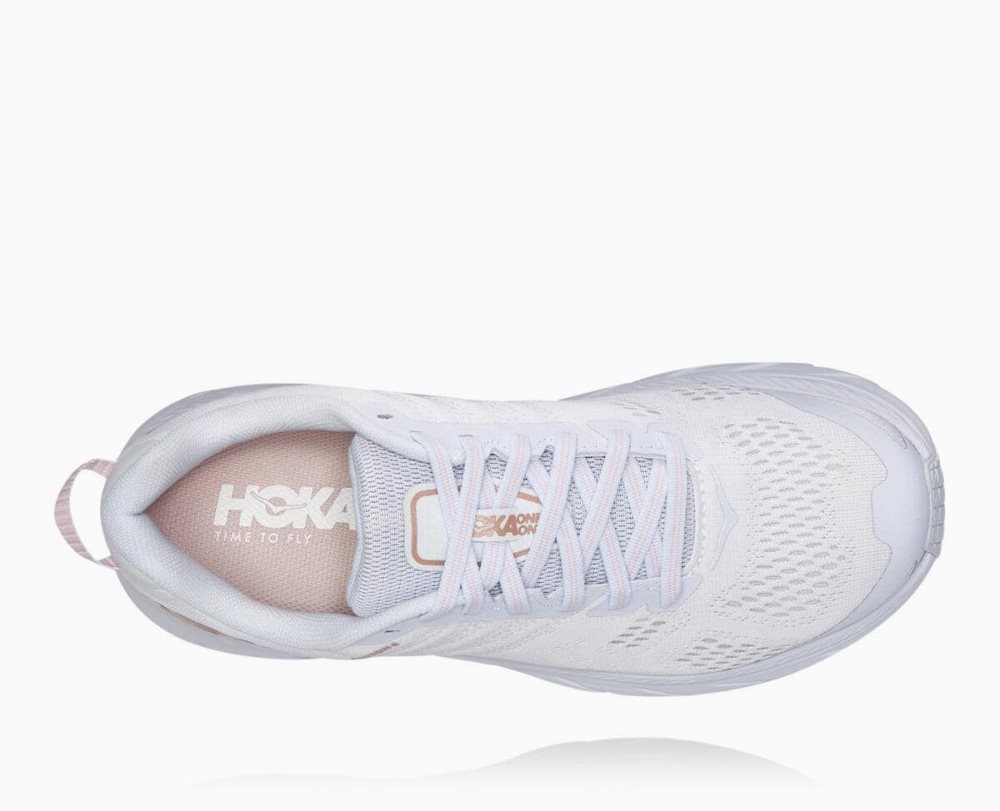 White / Rose Gold Hoka Clifton 6 Wide | 142963KGP