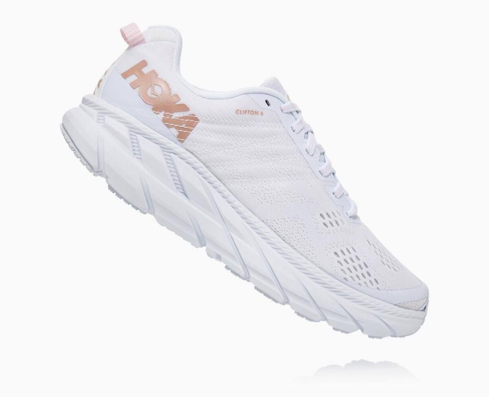 White / Rose Gold Hoka Clifton 6 | 326018NIH